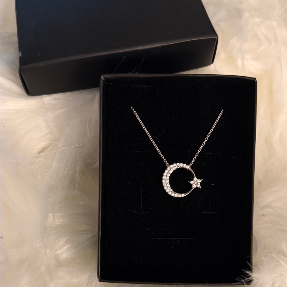 Dazzling Silver Crescent Moon Necklace